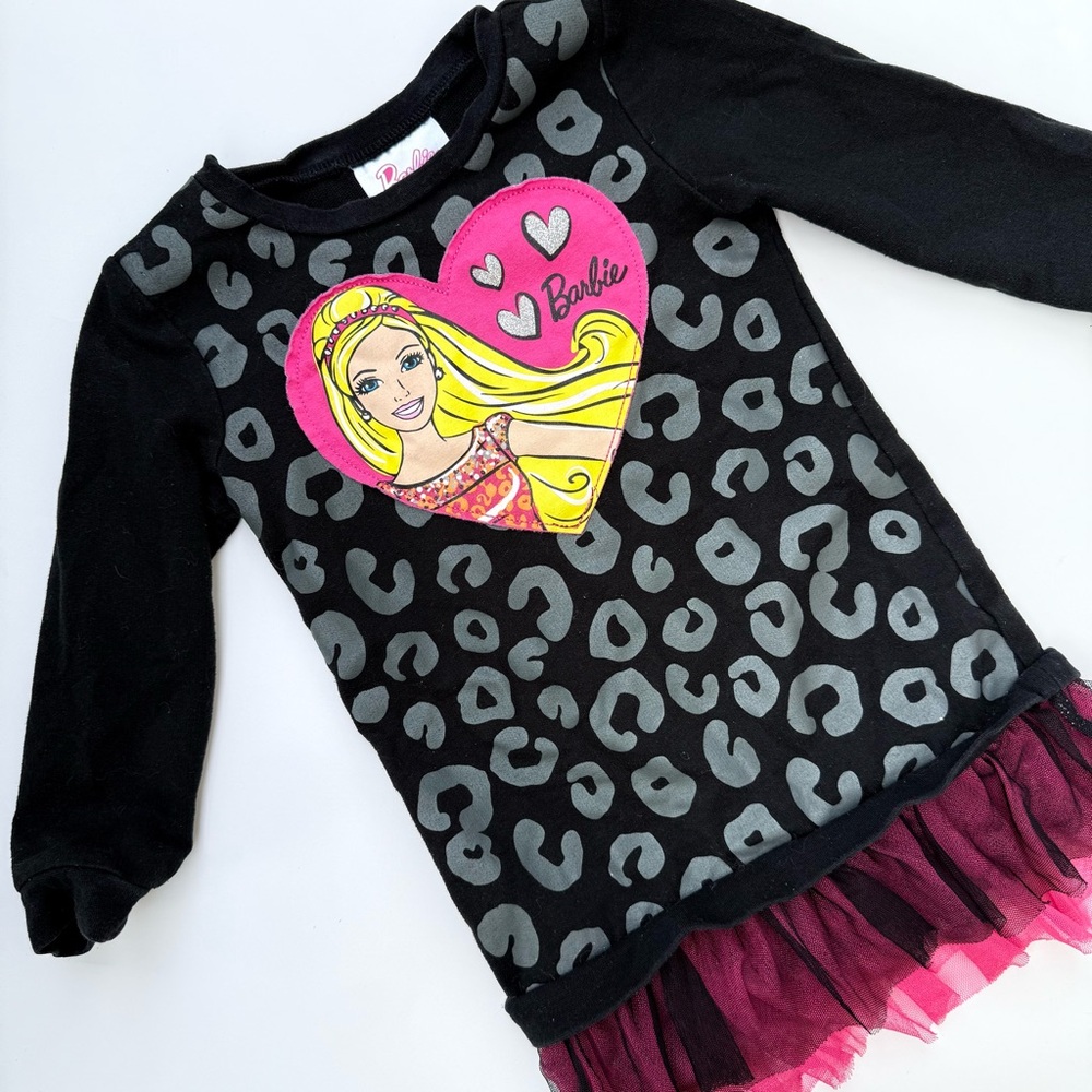 Barbie Black and Pink Leopard Dress size 3